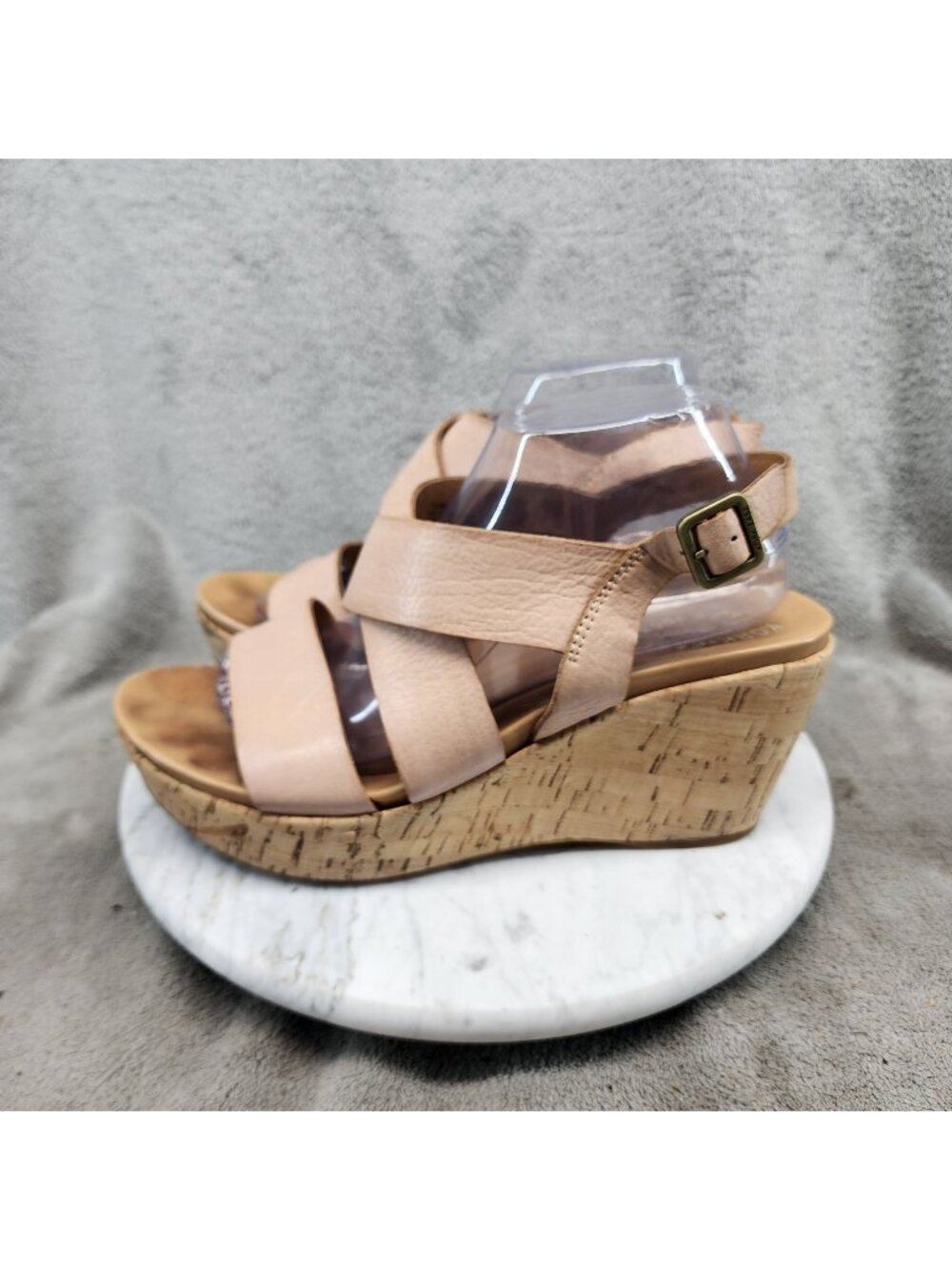 Kork-Ease Shoes Womens Size Ashcroft 10 Tan Leather Wedge Sandals *Read*